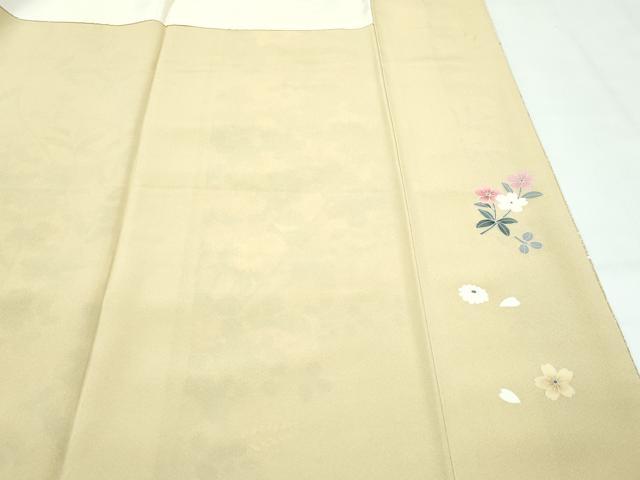 平和屋着物●極上 訪問着 作家物 草花文 たたき染め 反端付き 逸品 CZAA5329s6