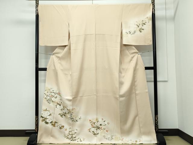 平和屋着物●極上 訪問着 草花文 暈し染め 金彩 枯色地 逸品 CZAA5332s6