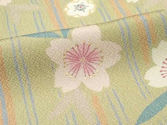 平和屋着物●極上 ファッションデザイナー 花井幸子 小紋 桜 間道 金彩 黄海松茶色地 逸品 CZAA5334s6