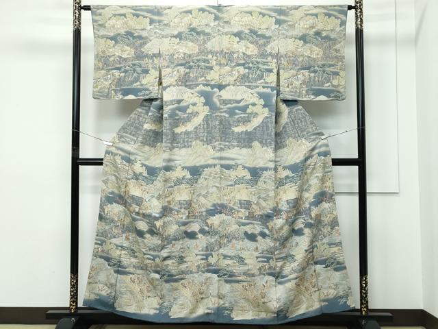 平和屋本店●極上 訪問着 中国三大刺繍 スワトウ刺繍 人物風景文 暈し染め 金糸 さが美扱い 逸品 CZAA5343s6