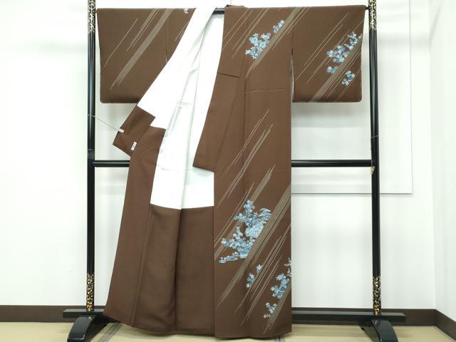 平和屋本店●極上 人間国宝 五代 田畑喜八 訪問着 風景文 涅色地 逸品 未使用 CZAA5348s6