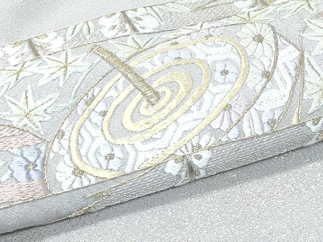 平和屋本店●極上 山口美術織物 皇室 伊勢神宮御用 西陣織 訪問着 総刺繍 寿光織 霞玩具文 金銀糸 枯野色地 逸品 CZAA5358s6