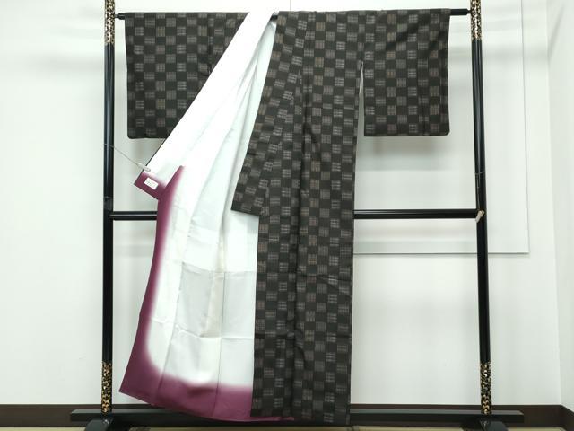 平和屋着物●極上 本場大島紬 愛加那格子 牧絹織物謹製 織:基エミ子 やまと金ラベル 証紙付き 逸品 CZAA5362s6