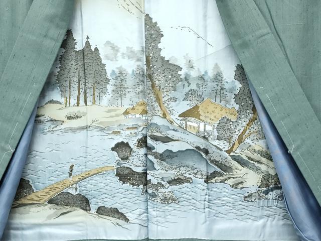 平和屋着物●極上 男性 紬 アンサンブル 色無地 山鳩色 逸品 未使用 CZAA5366s6