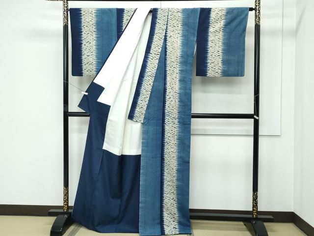 平和屋着物●極上 ぜんまい紬 本藍 間道 逸品 CZAA5376s6