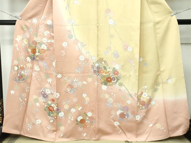 平和屋本店●極上 創業460年・千總 訪問着 駒刺繍 花丸文 暈し染め 金彩 逸品 未使用 CZAA5380s6