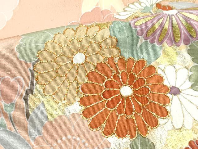 平和屋本店●極上 創業460年・千總 訪問着 駒刺繍 花丸文 暈し染め 金彩 逸品 未使用 CZAA5380s6