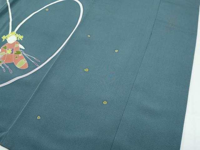 平和屋本店●極上 世界的人形師 辻村寿三郎 ジュサブロー 訪問着 刺繍 うさぎ 簪 鉄御納戸色地 逸品 CZAA5387s6