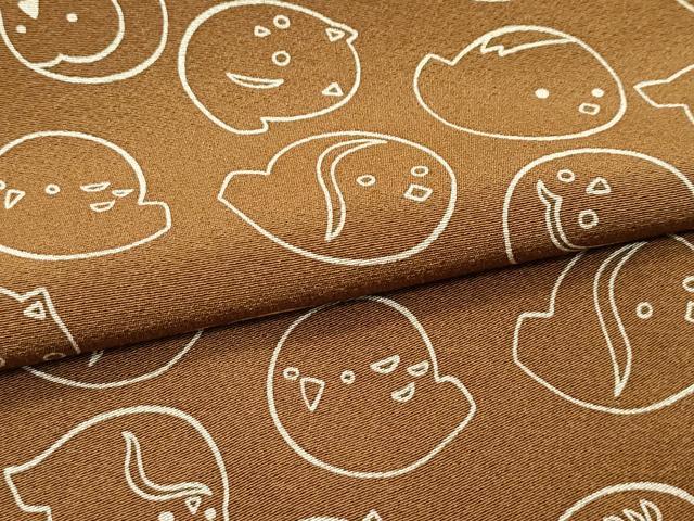 平和屋着物●極上 小紋 鳥 ペンギン 猫 バーントアンバー色地 逸品 CZAA5390s6