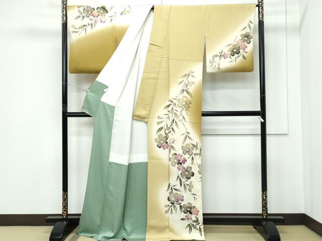 平和屋着物●極上 京の名門 じゅらく謹製 帝王紫 訪問着 刺繍 枝垂れ花文 暈し染め 金彩 逸品 CZAA5393s6