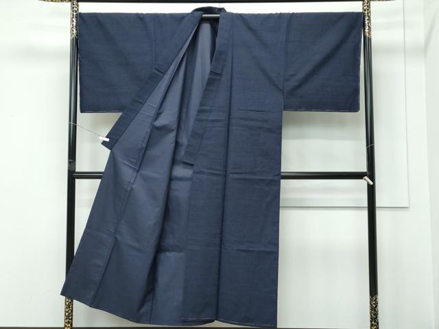 平和屋着物●極上 男性 紬 アンサンブル 長襦袢セット 濃紺地 逸品 未使用 CZAA5400s6