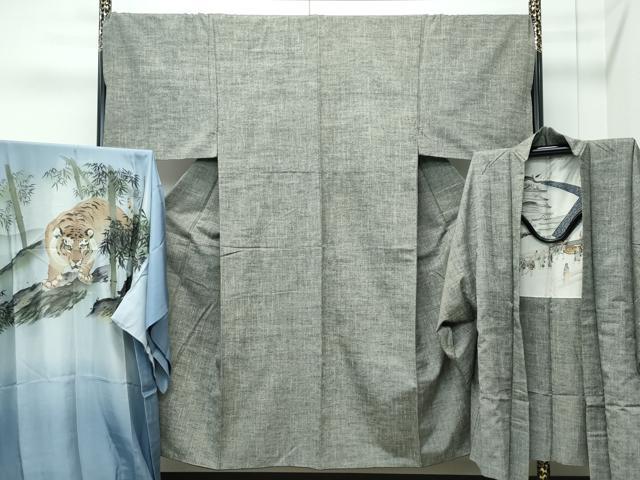 平和屋着物●極上 男性 紬 アンサンブル 長襦袢セット 霞文 逸品 CZAA5424s6