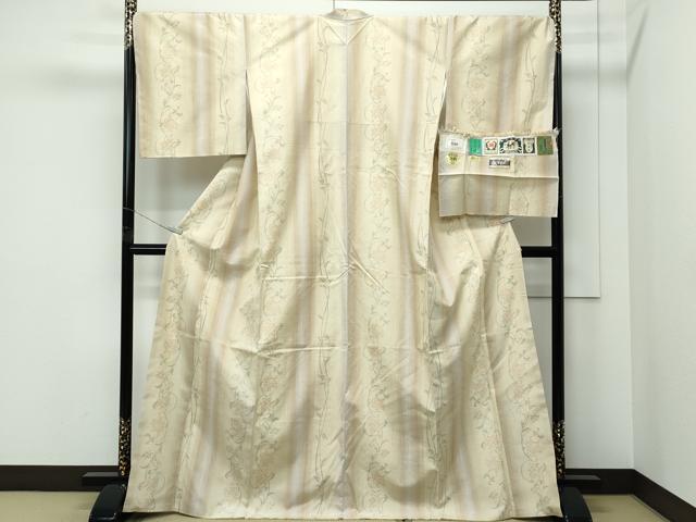 平和屋着物●極上 結城紬 はたおり娘 奥順 100亀甲 花唐草間道 証紙付き 逸品 未使用 CZAA5426s6