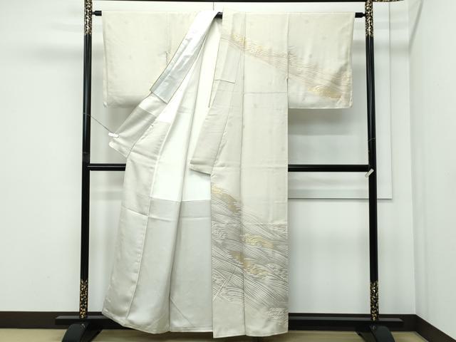 平和屋着物●極上 皇室献上作家 北出与三郎 訪問着 立波文 暈し染め 金彩 砂色地 逸品 CZAA5433s6