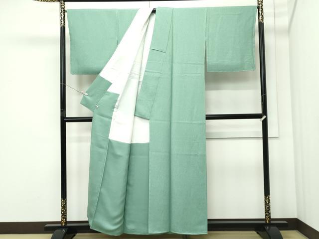 平和屋着物●極上 色無地 柳染色 氷割地紋 さが美扱い 逸品 未使用 CZAA5436s6