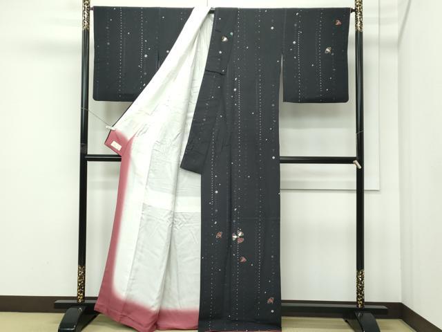 平和屋着物●極上 訪問着 刺繍 舞花文 金糸 蝋色地 やまと金ラベル 逸品 CZAA5438s6