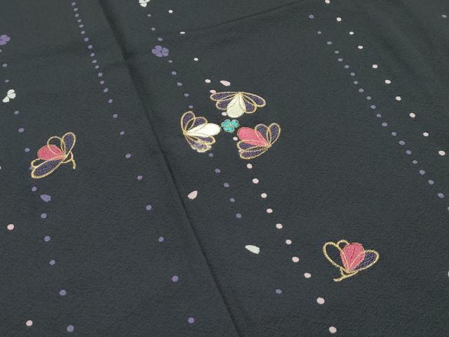 平和屋着物●極上 訪問着 刺繍 舞花文 金糸 蝋色地 やまと金ラベル 逸品 CZAA5438s6