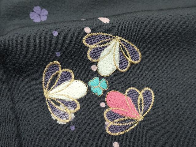 平和屋着物●極上 訪問着 刺繍 舞花文 金糸 蝋色地 やまと金ラベル 逸品 CZAA5438s6