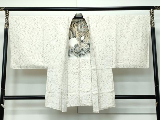 平和屋着物∞極上 男性 髭紬 羽織 羽裏:虎 逸品 CZAA5450s6