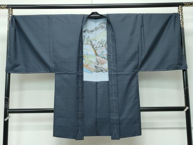 平和屋着物●極上 男性 本場大島紬 アンサンブル キングサイズ 100亀甲 総詰め 縞格子 上村織物謹製 証紙付き 逸品 未使用 CZAA5463s6