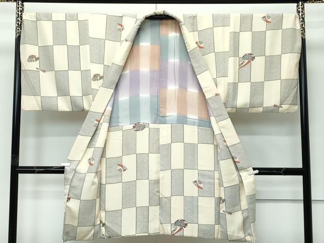 平和屋着物∞極上 男性 長羽織 番傘 市松鹿の子文 逸品 CZAA5466s6