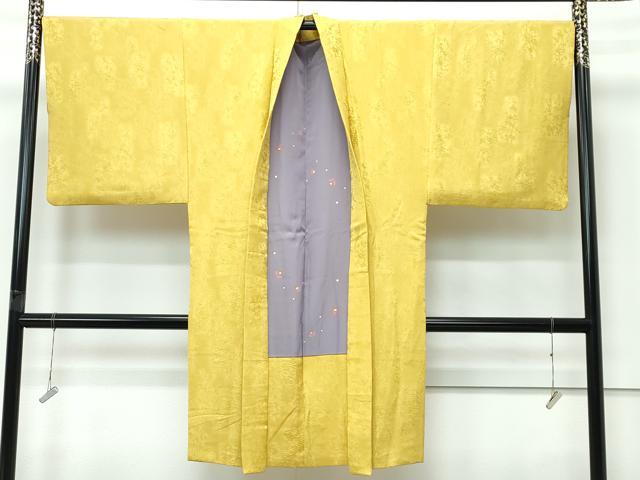 平和屋着物∞極上 男性 長羽織 色無地 芥子色地 樹林地紋 逸品 CZAA5467s6