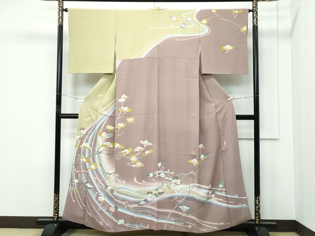 平和屋着物●極上 本加賀友禅作家 高平良隆 訪問着 流水枝花文 暈し染め 逸品 CZAA5479s6