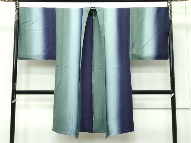平和屋着物∞極上 男性 長羽織 単衣 間道 暈し染め 反端付き 逸品 未使用 CZAA5488s6