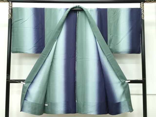 平和屋着物∞極上 男性 長羽織 単衣 間道 暈し染め 反端付き 逸品 未使用 CZAA5488s6