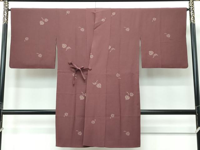 平和屋着物∞極上 印傳 道中着 ロング丈 葵 赤褐色地 逸品 CZAA5493s6