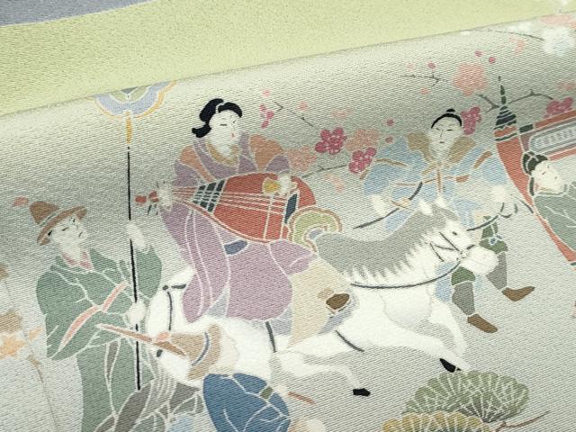 平和屋着物●極上 十日町 加賀草木友禅の第一人者 田村哲彦 訪問着 人物風景文 暈し染め 煤色地 逸品 未使用 CZAA5505s6