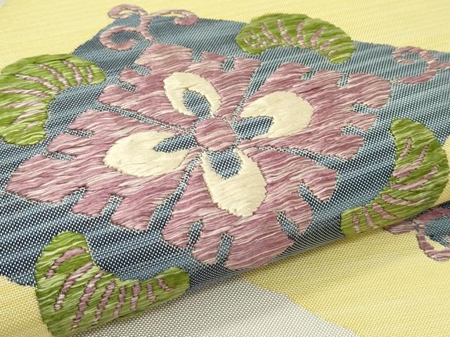 平和屋着物●極上 洛風林 工芸帯地 六通柄 本袋帯 唐織 菱花唐草文 逸品 CZAA5526s6