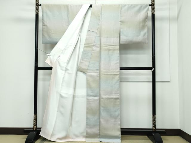 平和屋着物●極上 お召 花菱地紋 横段文 逸品 CZAA5536s6