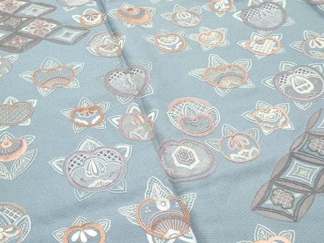 平和屋着物●極上 訪問着 総刺繍 蘇州刺繍 中国三大刺繍 相良刺繍 橘 七宝花文 銀糸 豆がら茶色地 逸品 未使用 CZAA5539s6