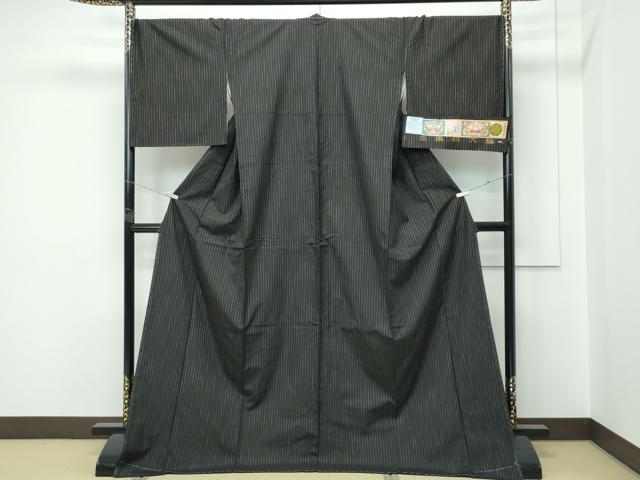 平和屋着物●極上 本場縞大島紬 泥染め 間道 井田織物謹製 証紙付き 逸品 未使用 CZAA5542s6