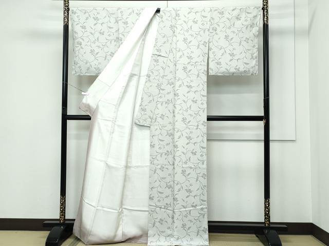 平和屋着物●極上 小紋 草花文 灰黄緑色地 逸品 未使用 CZAA5545s6