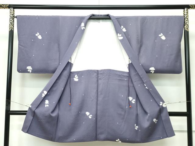 平和屋着物∞極上 長羽織 絞り 兎 紫鼠色地 羽織紐付き 逸品 CZAA5564s6