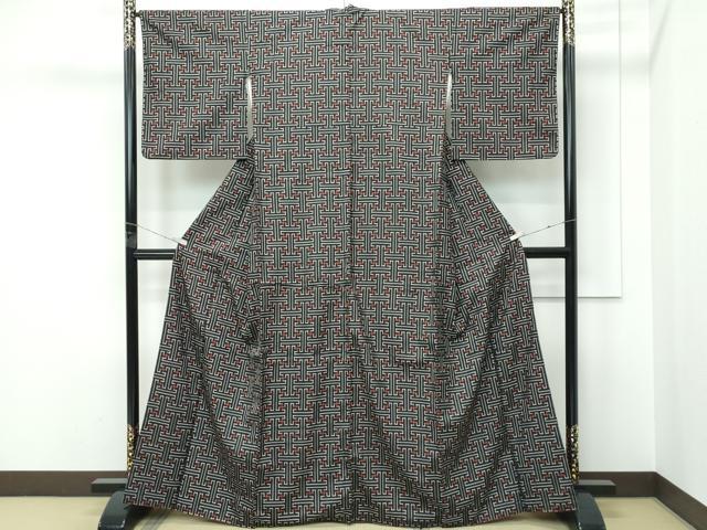平和屋着物●希少 本場大島紬 龍郷絣 秋名バラ 逸品 CZAA5568s6