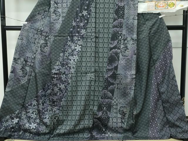 平和屋着物●極上 訪問着 本場縞大島紬 泥染め 雪輪鳳凰吉祥花文 堀之内織物謹製 証紙付き 逸品 未使用 CZAA5571s6