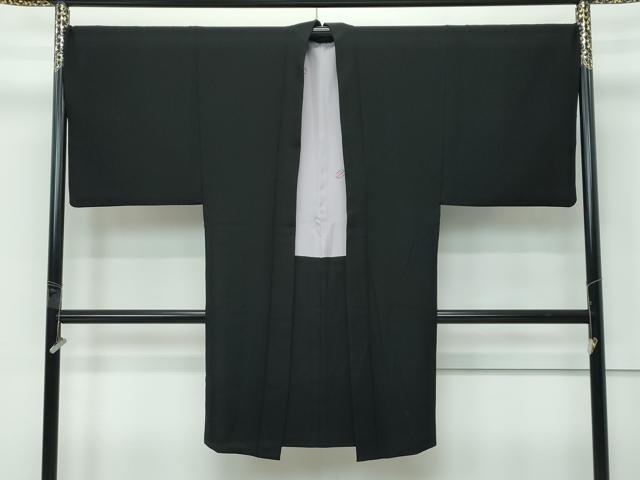 平和屋着物∞極上 男性 長羽織 黒地 羽裏:戎 逸品 CZAA5590s6