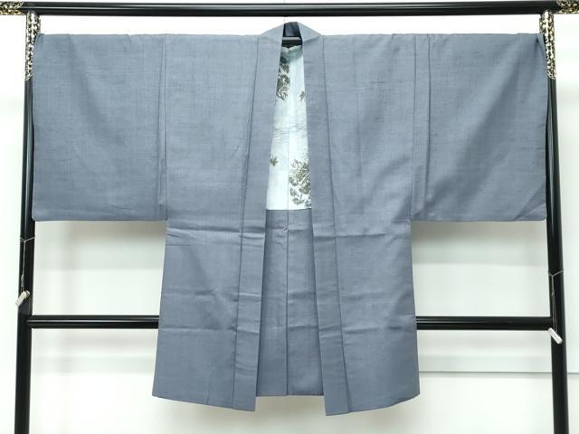 平和屋着物●極上 男性 紬 アンサンブル 色無地 錫色 逸品 CZAA5607s6