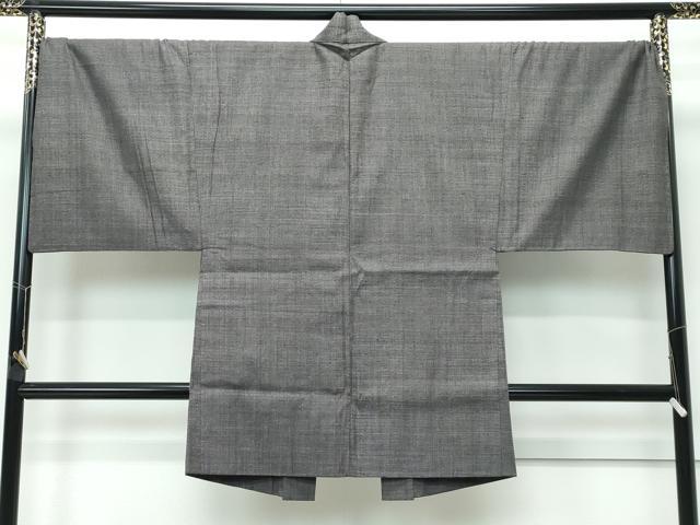 平和屋本店●極上 男性 本場結城紬 重要無形文化財 アンサンブル キングサイズ 総詰め 100亀甲 紫黒色地 逸品 CZAA5608s6