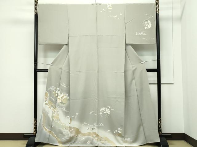 平和屋本店●極上 訪問着 駒刺繍 流水草花丸文 暈し染め 金彩 逸品 CZAA5611s6