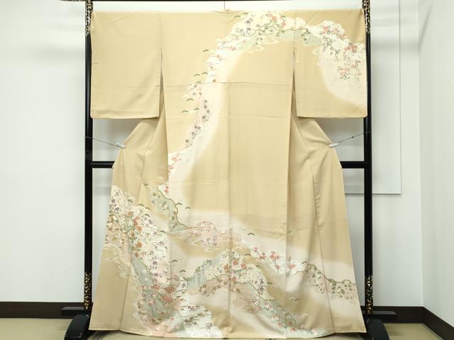 平和屋着物●極上 訪問着 道長草花文 暈し染め 金彩 榛色地 逸品 CZAA5612s6