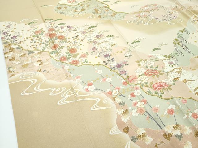 平和屋着物●極上 訪問着 道長草花文 暈し染め 金彩 榛色地 逸品 CZAA5612s6