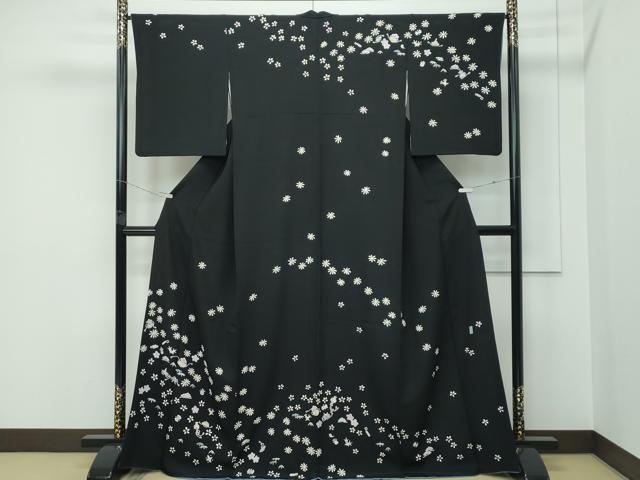 平和屋本店●極上 本加賀友禅作家 田中勲 訪問着 宝尽くし舞花文 黒地 逸品 CZAA5622s6