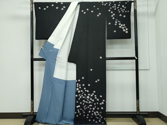 平和屋本店●極上 本加賀友禅作家 田中勲 訪問着 宝尽くし舞花文 黒地 逸品 CZAA5622s6