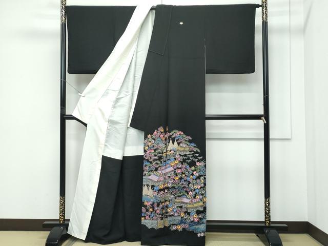 平和屋着物●極上 本場琉球紅型 琉球びんがた 知念紅型研究所 知念貞男 黒留袖 御所解文 逸品 CZAA5630s6