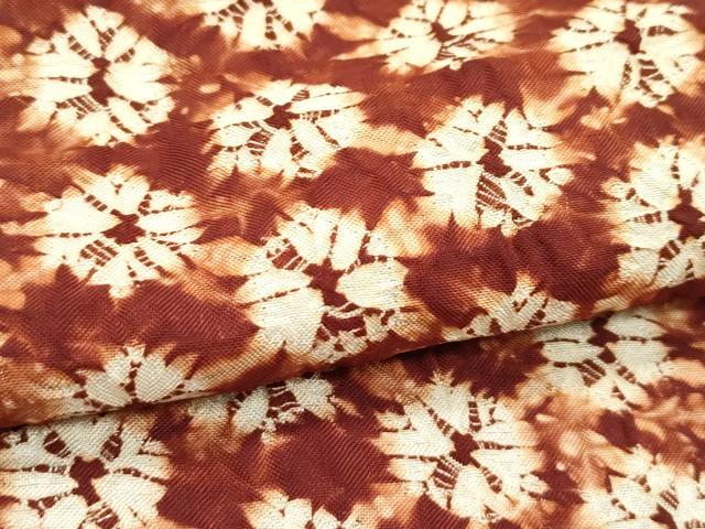 平和屋着物∞極上 岩手の匠 草紫堂 南部絞り 茜染 紬地 道行コート 逸品 CZAA5635s6