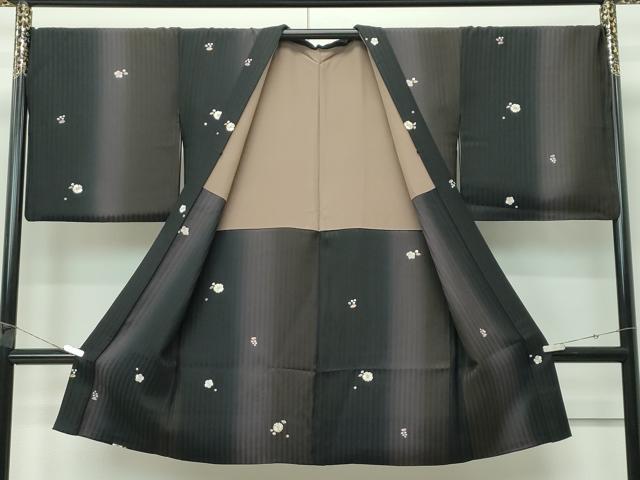 平和屋着物∞極上 長羽織 総刺繍 舞花文 暈し染め 黒地 金糸 さが美扱い 逸品 CZAA5637s6